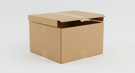Open Cardboard Box on White Background