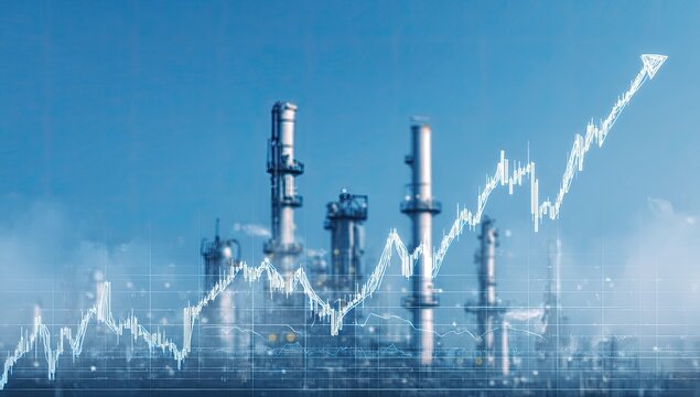Industrial plant with upward trend graph - Powered by Adobe