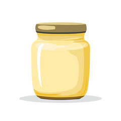 Minimalistic 2D flat icon featuring mayonnaise jar, clean vector design, simple illustration style, isolated on a white background, modern element in vector and EPS format. simple design set