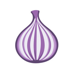 Fototapeta premium Minimalistic 2D flat icon featuring purple red onion slice, clean vector design, simple illustration style, isolated on a white background, modern element in vector and EPS format. simple design set