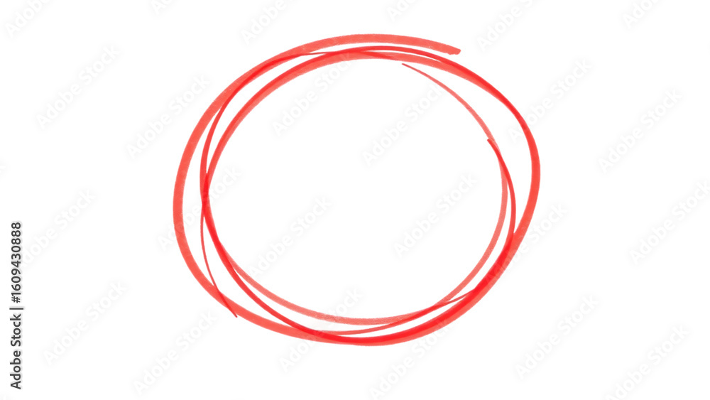 Aufkleber marker red highlight circle on transparent background bright red scribble ovals and bubbles to circl