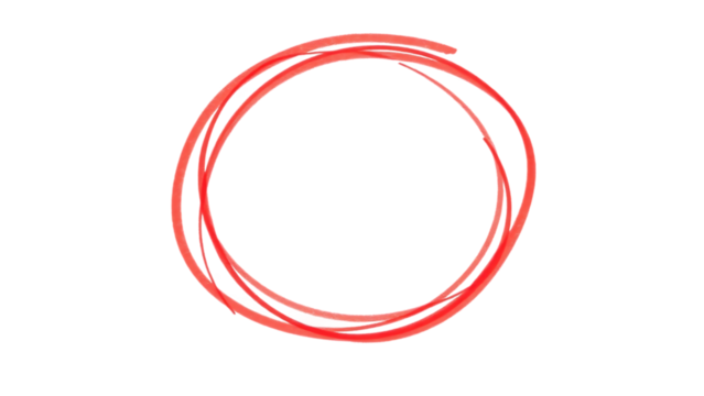 Marker red highlight circle on transparent background Bright red scribble ovals and bubbles to circl
