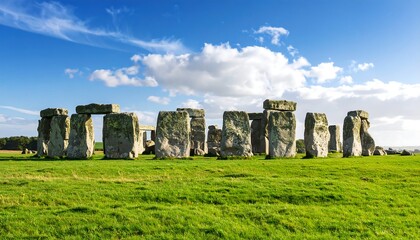 Ancient stones in a field under a vibrant sky