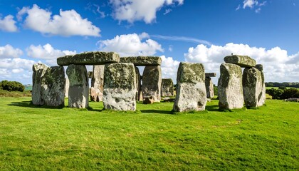 Ancient stone circle under a vibrant sky