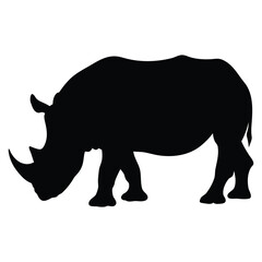 Powerful rhino silhouette, perfect for conservation campaigns, wildlife projects,