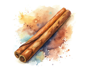 watercolor a cinnamon stick vector illustration isolated on white background