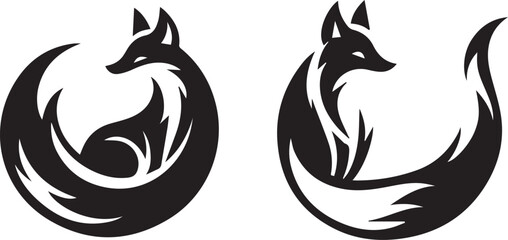 Fox Animal black silhouette vector