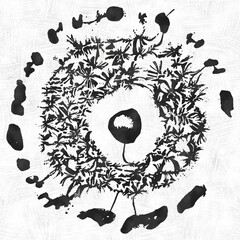 Ink Drawn Abstract Blots Dot Pattern