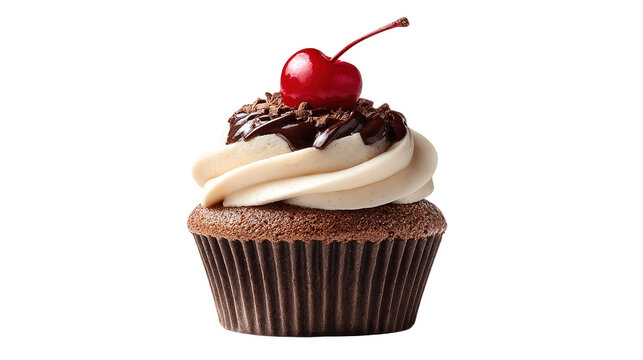 mafin cake with cream and strawberry