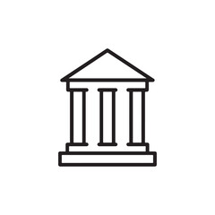 Simple line icon of a classical greek building with columns and pediment