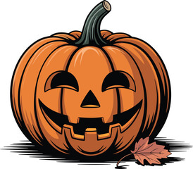 Cartoon Jack-o'-Lantern Vector Illustration for Halloween Decoration and Autumn Design
