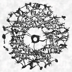 Ink Drawn Abstract Blots Dot Pattern