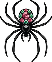 Elegant Black Widow Spider with Jewel Adornment for Gothic and Macabre Themes