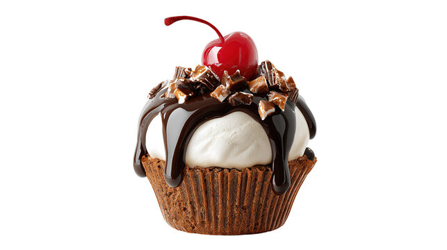 mafin cake with cream and strawberry