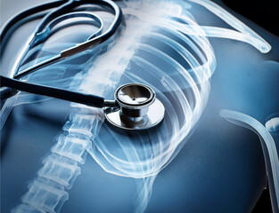 medizinisches Motiv mit Stethoskop und R&ouml;ntgenbild - 2