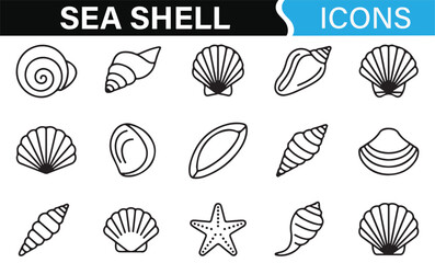 Underwater Seashell Icons for Marine, Beach, and Coastal Representation