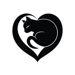 black cat in the heart