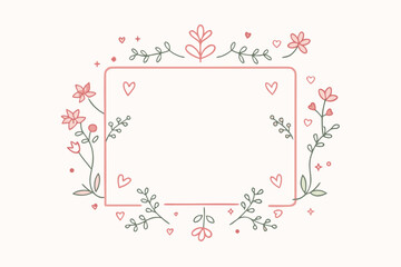 floral heart doodle frame sketch border decoration