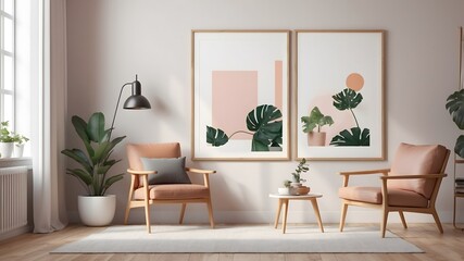 Stylish living space with a modern sofa, artistic decor, and textured accents. Neutral tones emphasize calm and sophistication. 