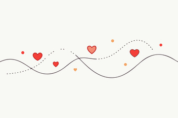 Wavy Line Border With Scattered Heart Elements  