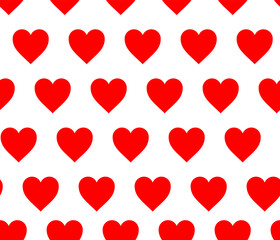 red hearts seamless pattern white background