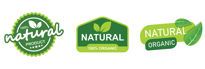 Eco-friendly icon set. Eco-friendly food coupons. Natural organic food labels or stickers.
