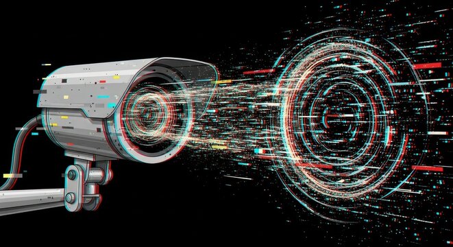 Security camera monitoring with digital data stream visualization