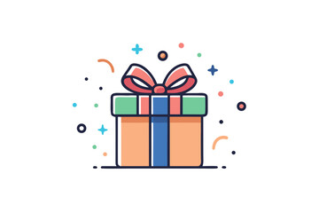 Gift Box Icon With Ribbon Bow Sketch
