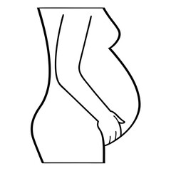 Simple Side Profile Silhouette of Pregnant Woman s Body with Baby Bump Vector Illustration