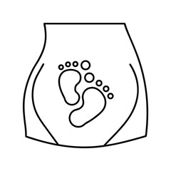 Baby Kicking Footprint on Pregnant Belly Illustration for Maternity or Pregnancy Designs
