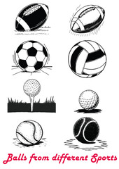 Balls collection from different sports illustration