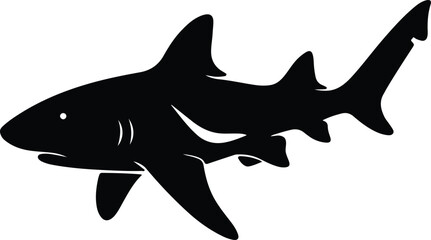 Silhouette shark swimming marine predator animal vector illustrator