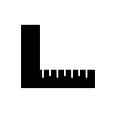 Set square icon in solid style representing measuring and layout tool