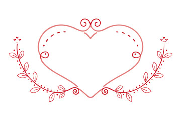 whimsical heart line frame with loops drawing