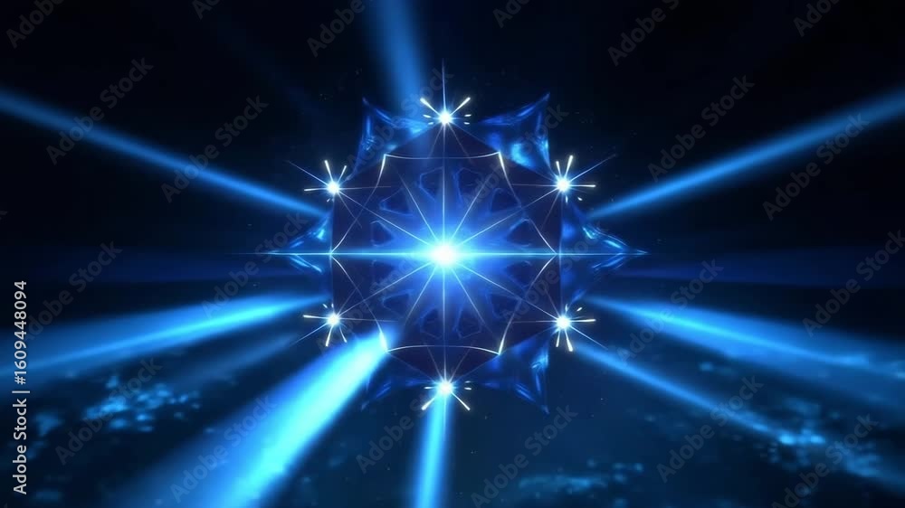 Poster abstract light burst with glowing particles in a dark space background for creative projects