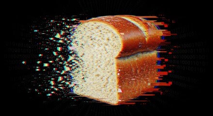 Sliced bread glitch effect digital art concept