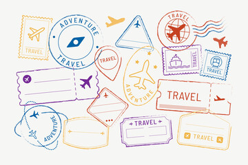 Travel stickers and badge set vector