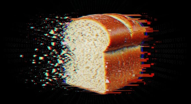 Sliced bread glitch effect digital art concept