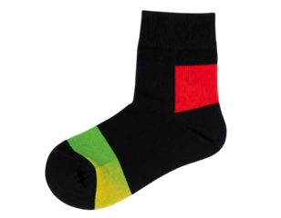 Black Ankle Socks with Red Color Block