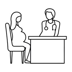 Doctor Consulting Pregnant Woman Medical Illustration of Healthcare Professional and Expectant Mother