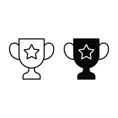 Trophy award, achievement cup, best winner, success recognition, star prize icon vector illustration.