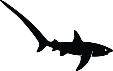 Obraz premium Silhouette thresher shark swimming ocean marine life vector illustrator