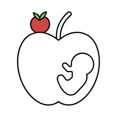 Healthy Eating Illustration Baby Outline Inside an Apple