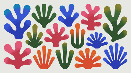 Vibrant botanical shapes create a playful, modern pattern perfect for textiles, wallpaper, and eye-catching design projects with organic colorful flair