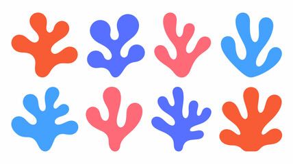 Vibrant coral shapes in a playful pattern, modern Matisse inspired design for summer branding and eye-catching background elements, bold flat design