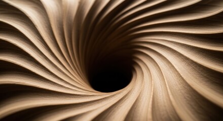 Captivating spiral tunnel crafted from elegantly swirling layers of light brown wood