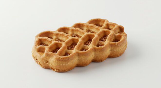 single oatmeal lace cookie isolated with clear background for dessert and bakery photography