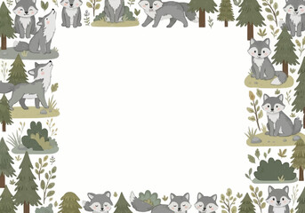 Horizontal art frame with a 4:3 aspect ratio featuring wolfs