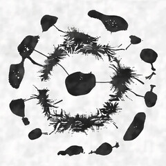 Ink Drawn Abstract Blots Dot Pattern