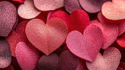 Obraz premium Valentine’s Day Pile of Red, White, and Pink Paper Hearts: Cute Decoration for Romance, Crafts, and Gifting 